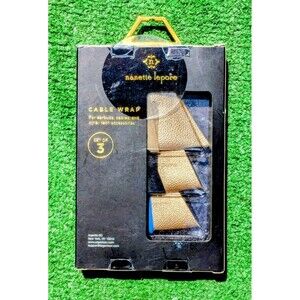 Nanette Lepore Cable Wrap Home Tech Accessories Organizer Metallic Gold 3pc NIB